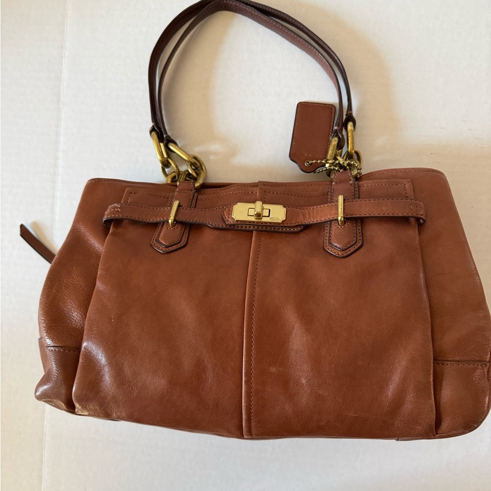 Coach Vintage Brown Leather Satchel with Gold-Tone Hardware - Picture 2 of 11
